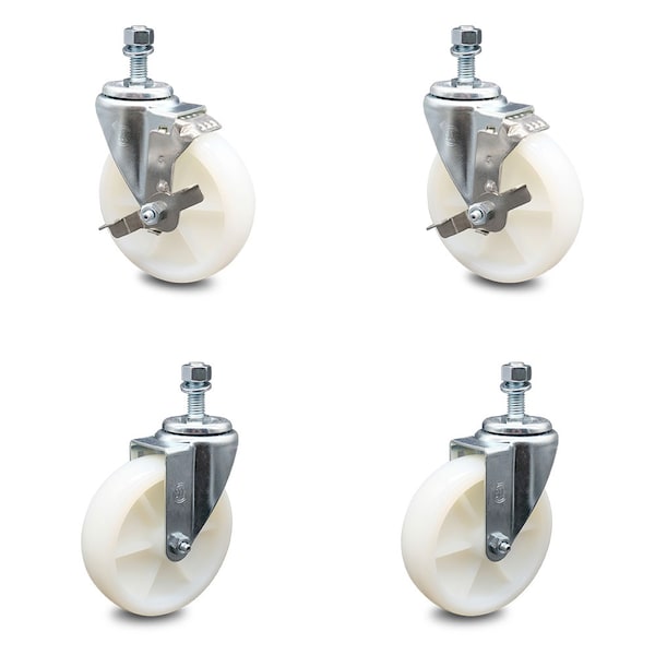 Service Caster 5 Inch Nylon Wheel Swivel 12mm Threaded Stem Caster Brakes SCC, 2PK SCC-TS20S514-NYS-M1215-2-TLB-2 - main